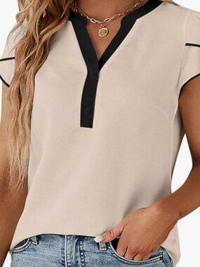 Women's Cap Sleeve V Neck Blouse